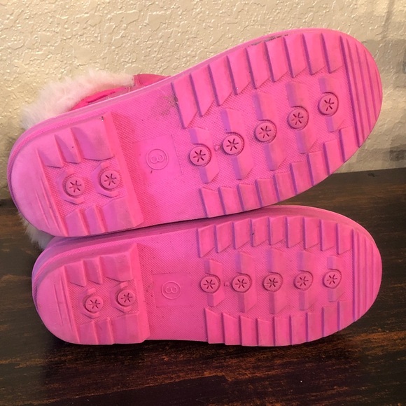 Girls Pink Winter Snow Boots with Fur Trim 3 - Picture 9 of 9
